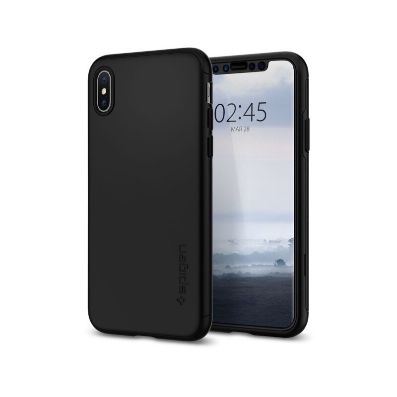 Husa Premium Spigen Thin Fit 360 iPhone Xs Max Cu Folie Sticla Black