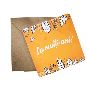 Felicitare Genette La multi ani, Frunze albe de toamna Felicitare Genette La multi ani, Frunze albe de toamna
