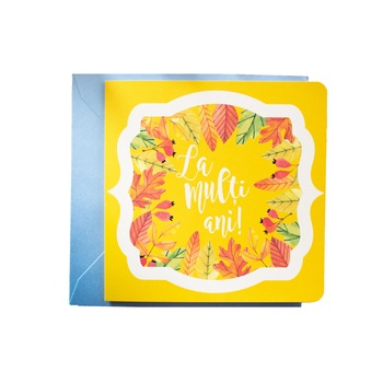 Felicitare de tomana Genette, Rama eleganta cu frunze de toamna Felicitare de tomana Genette, Rama eleganta cu frunze de toamna