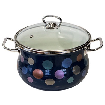 Oala emailata RAKI cu capac sticla GOROSEK 3,5 LT Oala emailata RAKI cu capac sticla GOROSEK 3,5 LT