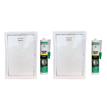 Pachet 2 bucati Usita de vizitare, 20x30 cm + 2 bucati Silicon universal Den Braven 1001 U, alb, interior / exterior, 280 ml Pachet 2 bucati Usita de vizitare, 20x30 cm + 2 bucati Silicon universal Den Braven 1001 U, alb, interior / exterior, 280 ml