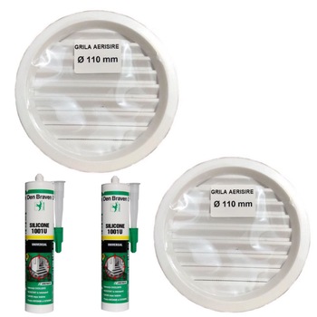 Pachet 2 bucati Rama de aerisire rotunda cu plasa D110mm + 2 bucati Silicon universal Den Braven 1001 U, alb, interior / exterior, 280 ml Pachet 2 bucati Rama de aerisire rotunda cu plasa D110mm + 2 bucati Silicon universal Den Braven 1001 U, alb, interior / exterior, 280 ml