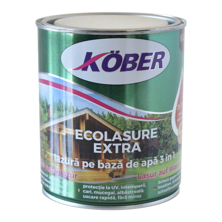 Lac pentru lemn ecolasure extra KOBER stejar inchis 0.75L