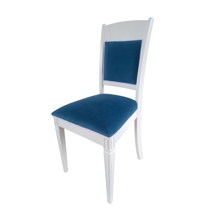 Scaun Bucharest Alb, Stofa Albastra, Simex PLus, 46X47X98 cm