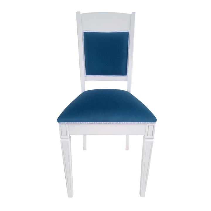 Scaun Bucharest Alb, Stofa Albastra, Simex PLus, 46X47X98 cm