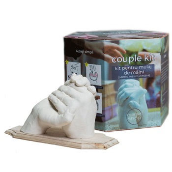 Kit mulaj maini 3D Cuplu, 2 maini, in cute cadou, MemoShop Kit mulaj maini 3D Cuplu, 2 maini, in cute cadou, MemoShop