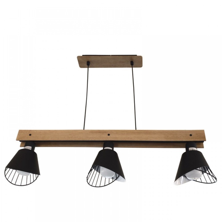 Lustra led LIGHTEX Bruno, 3XE27, 10W, negru/maro