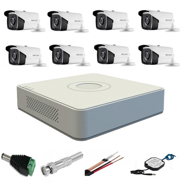 Sistem supraveghere profesional Hikvision 8 camere 5MP Turbo HD IR 80m