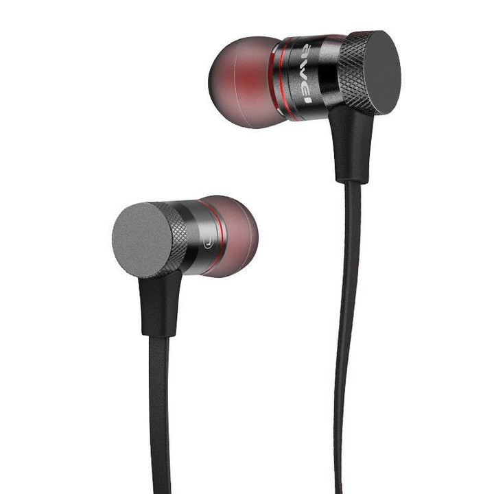 Casti Bluetooth AWEI, In ear, Wireless, v4.1, Microfon, Magnetice, Negre