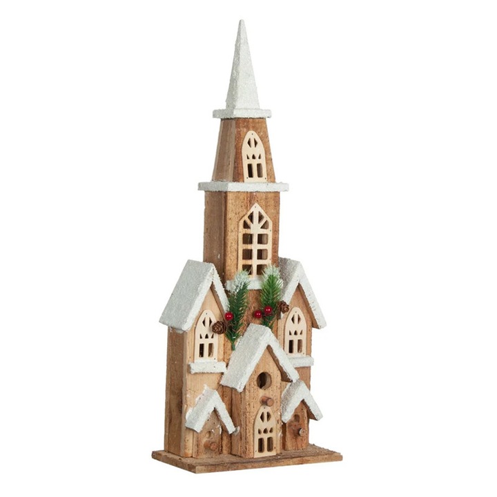 Casuta din lemn cu lumini pentru Craciun, 10 x LED, 52 x 20 cm