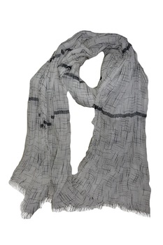 Esarfa cu design de dungi asimetric, D&J Exclusive, Alb Esarfa cu design de dungi asimetric, D&J Exclusive, Alb