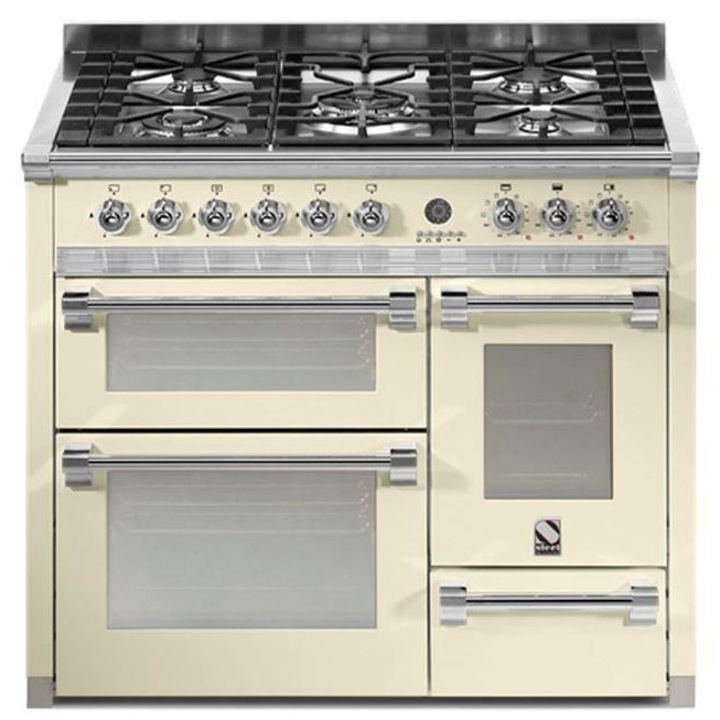 Aragaz Steel Ascot A10FFF, 100X60cm, 6 arzatoare, 3 cuptoare, timer, aprindere electronica, crem