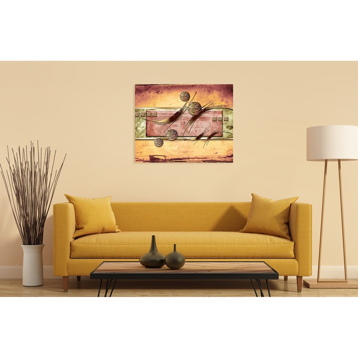 Tablou, Arlata Word Mag, Abstract 1038, Rama Lemn, Multicolor, 100x60 cm,Full HD