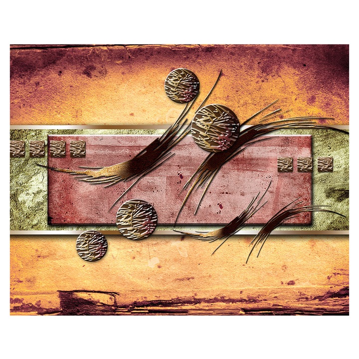 Tablou, Arlata Word Mag, Abstract 1038, Rama Lemn, Multicolor, 100x60 cm,Full HD