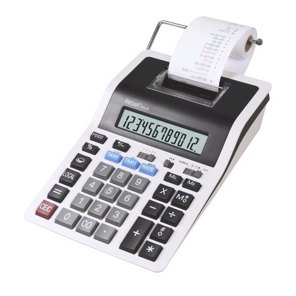 Calculator cu banda, 12 digiti, REBELL PDC-20 + calculator buzunar HC-108