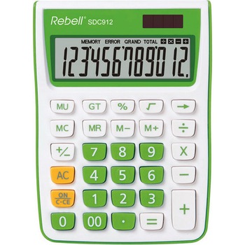 Calculator birou, 12 digiti, verde, REBELL SDC-912 Calculator birou, 12 digiti, verde, REBELL SDC-912