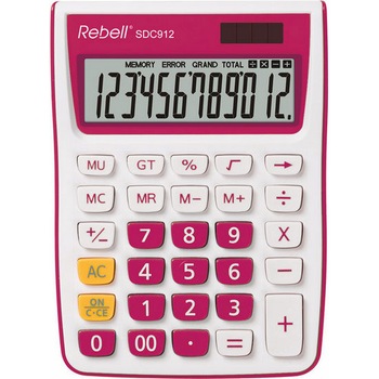 Calculator birou, 12 digiti, roz, REBELL SDC-912 Calculator birou, 12 digiti, roz, REBELL SDC-912