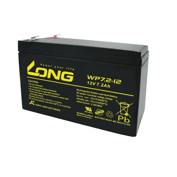 Baterie plumb acid, Long, WP7.2-12, 12V, 7.2Ah
