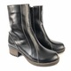 Ghete dama cu toc jos si talpa antiderapanta din piele naturala Mateo Shoes, Negru
