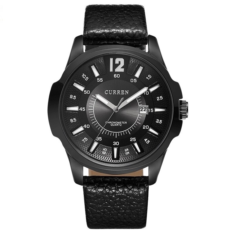 Ceas barbatesc PREMIUM casual, elegant Quartz Curren C4 negru, curea piele, afisaj analog