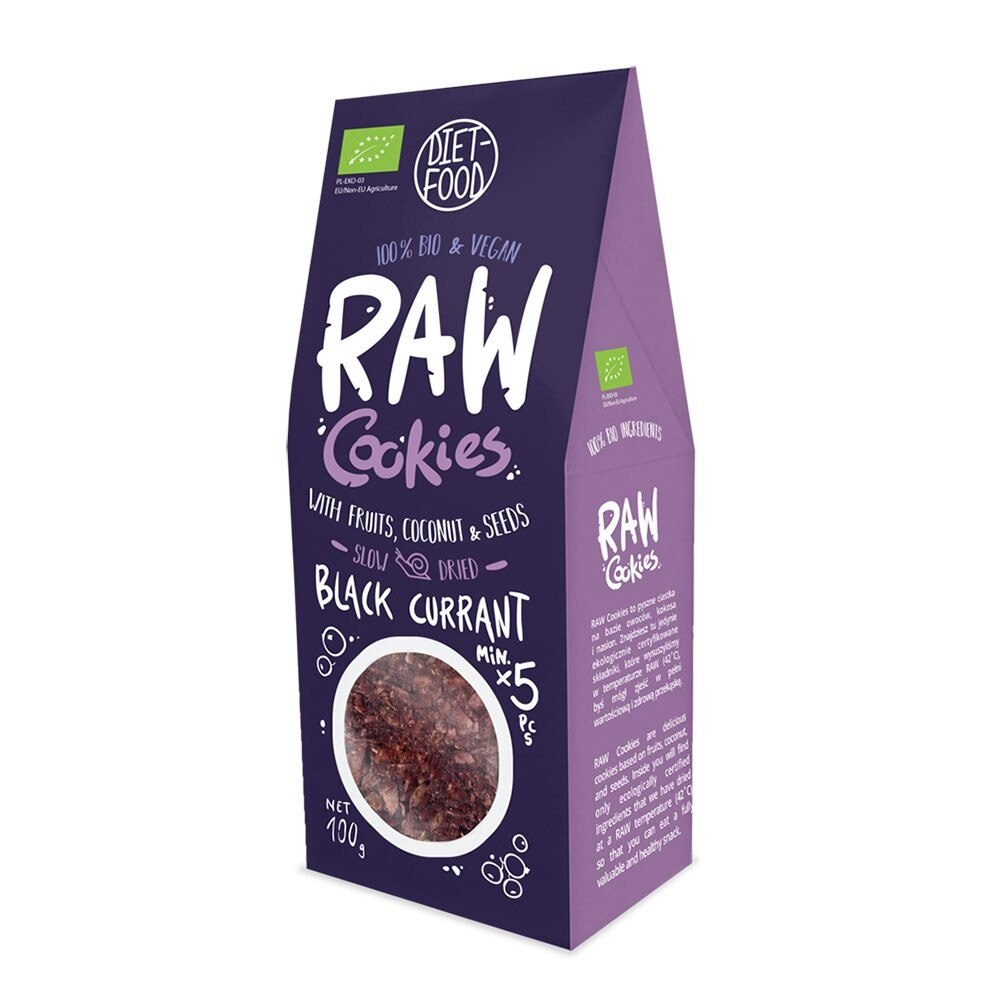 Fursecuri raw vegane cu coacaze negre, Diet food, 100g
