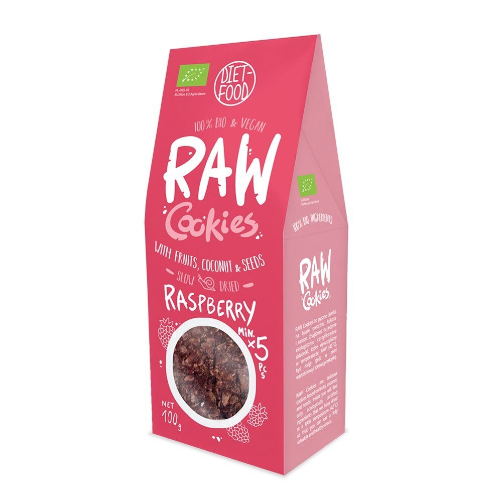 Fursecuri raw vegane cu zmeura, Diet Food, 100g
