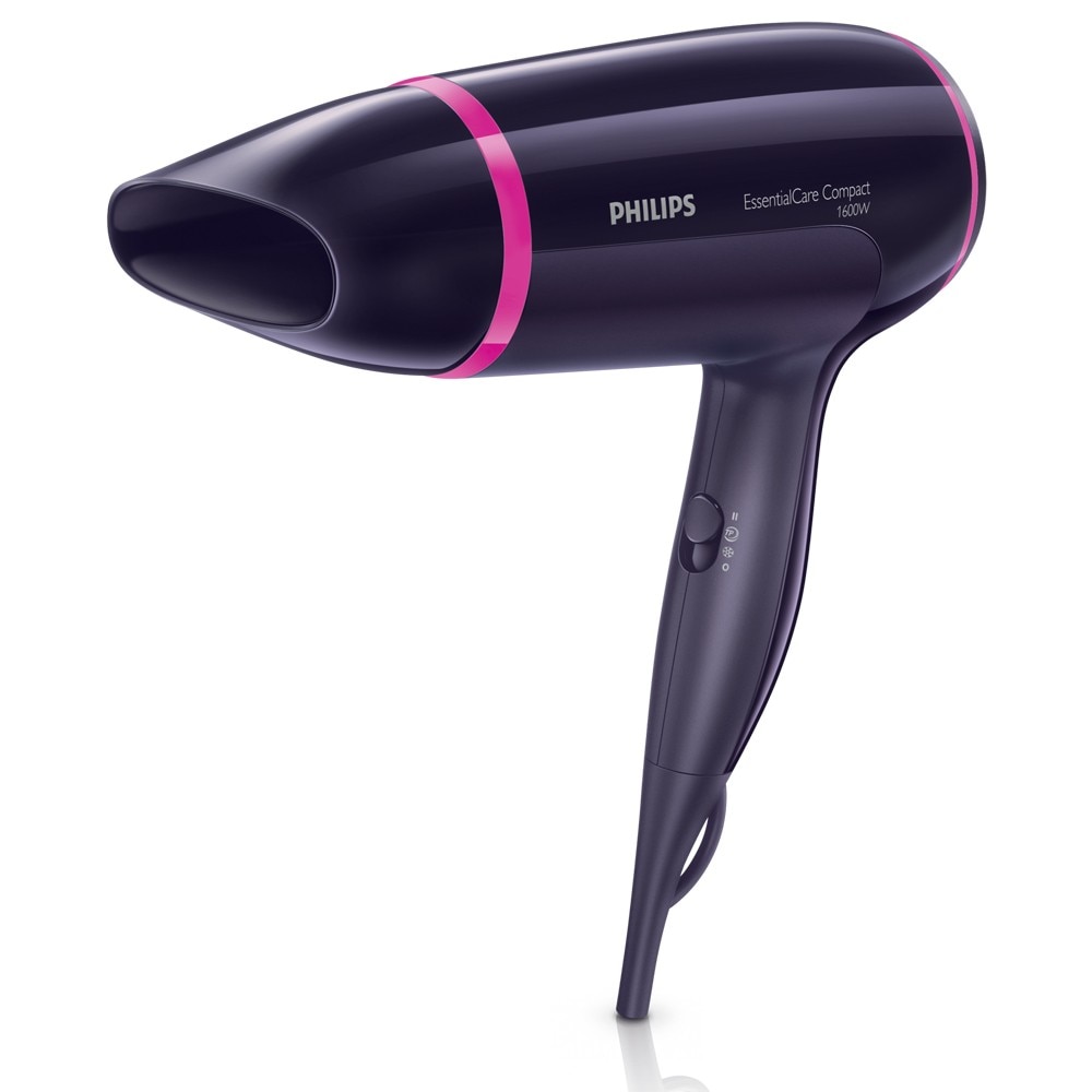 Uscator de par Philips, putere de 1600 W, 3 viteze, 3 setari temperatura, functie aer rece, accesorii incluse, negru/mov