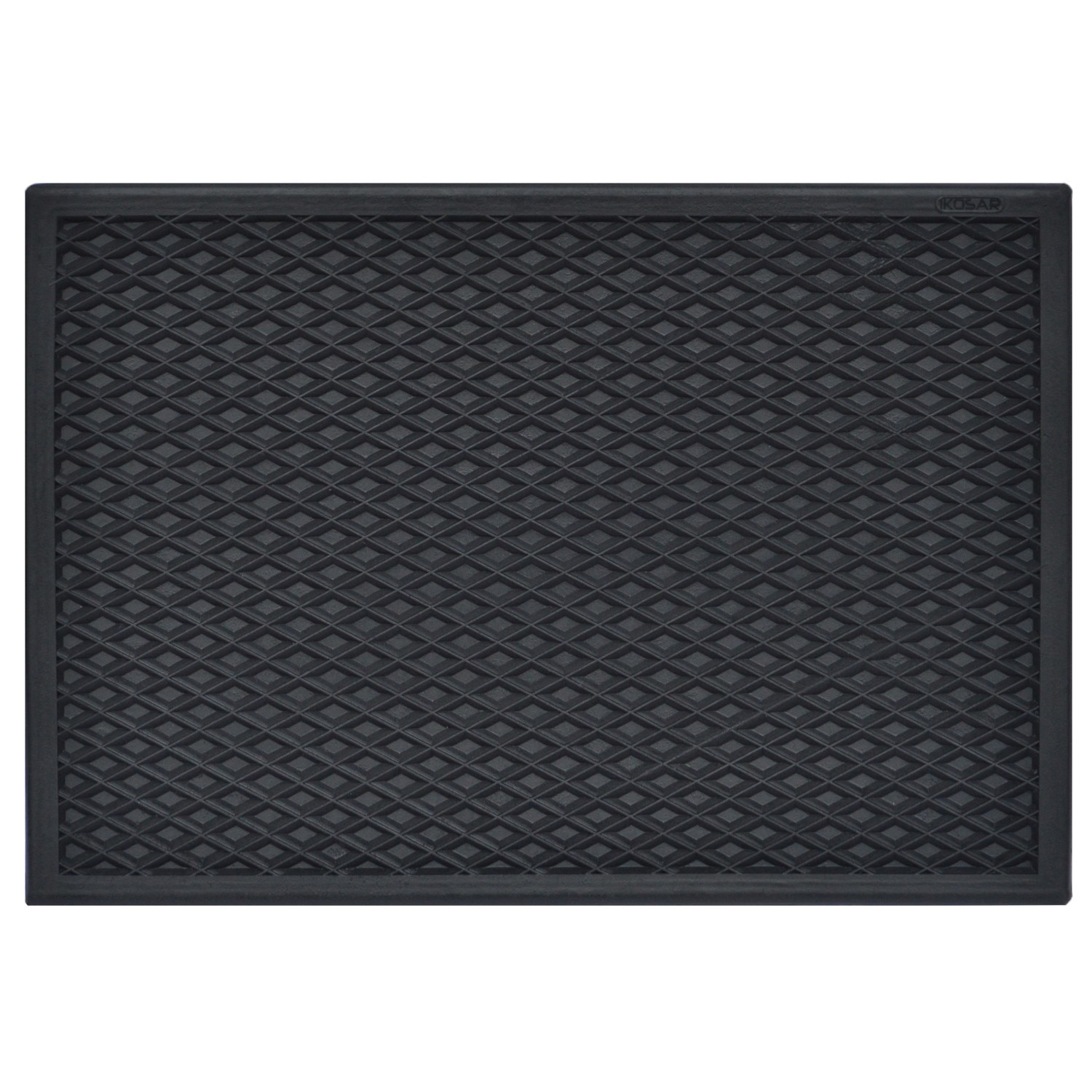 Covoras intrare S-Home, model cu romburi, dreptunghiular, negru, 55x36 cm