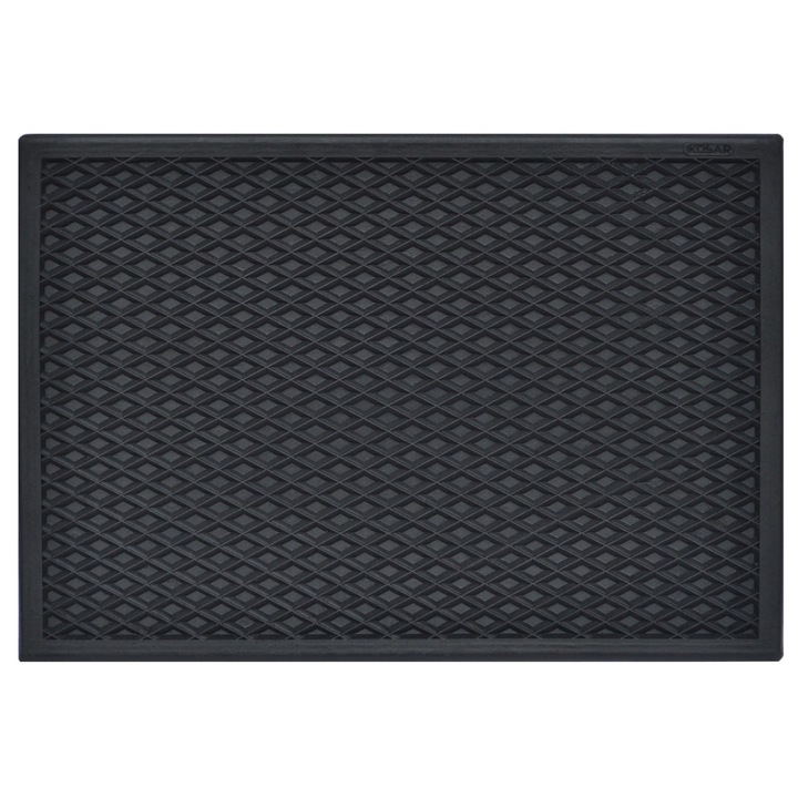 Външен килим Cristal, гумен, черен цвят, правоъгълен, размер 55 х 36 см