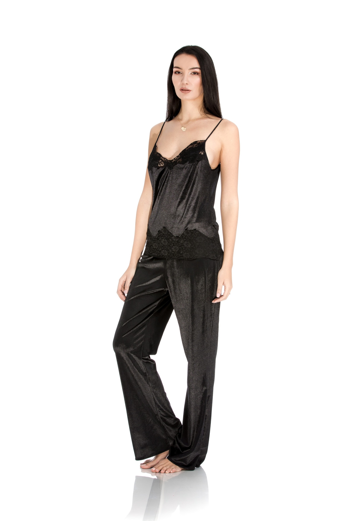 Pantaloni lungi catifea My Secret, Negru