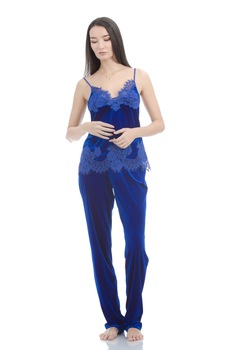 Pantaloni lungi catifea My Secret, Albastru Pantaloni lungi catifea My Secret, Albastru