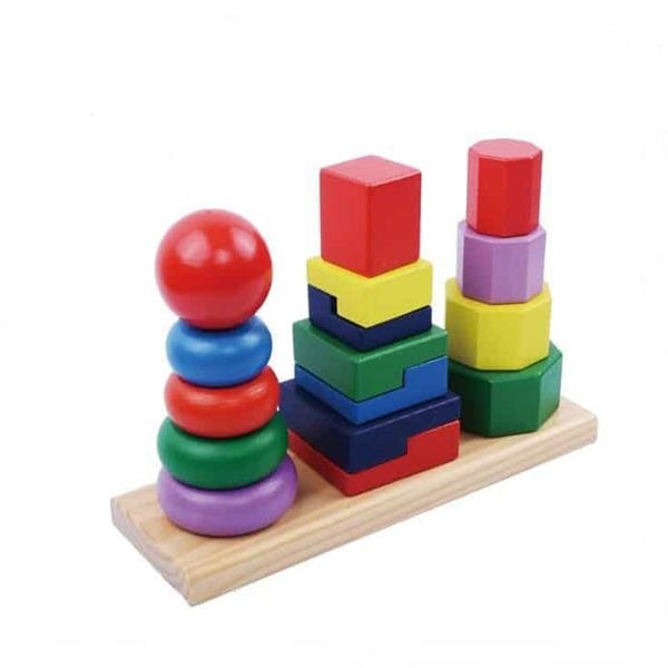 Set turnuri 3 forme din lemn/ Puzzle lemn