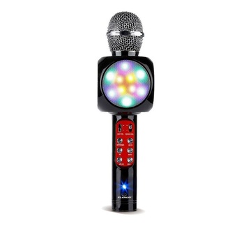 Microfon karaoke Elekom, 3W, LED, FM, USB, Negru Microfon karaoke Elekom, 3W, LED, FM, USB, Negru