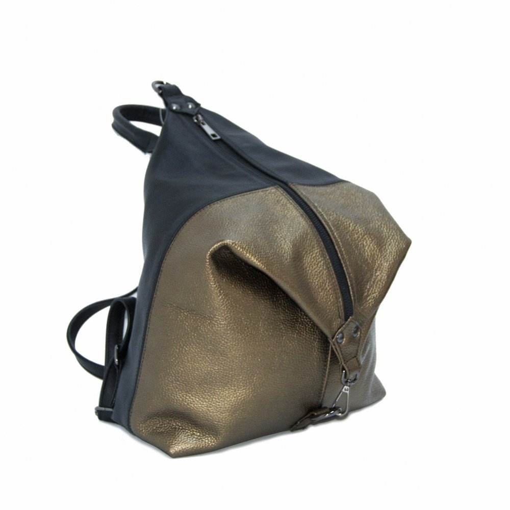 Rucsac dama,Zea,negru /bronz metalizat