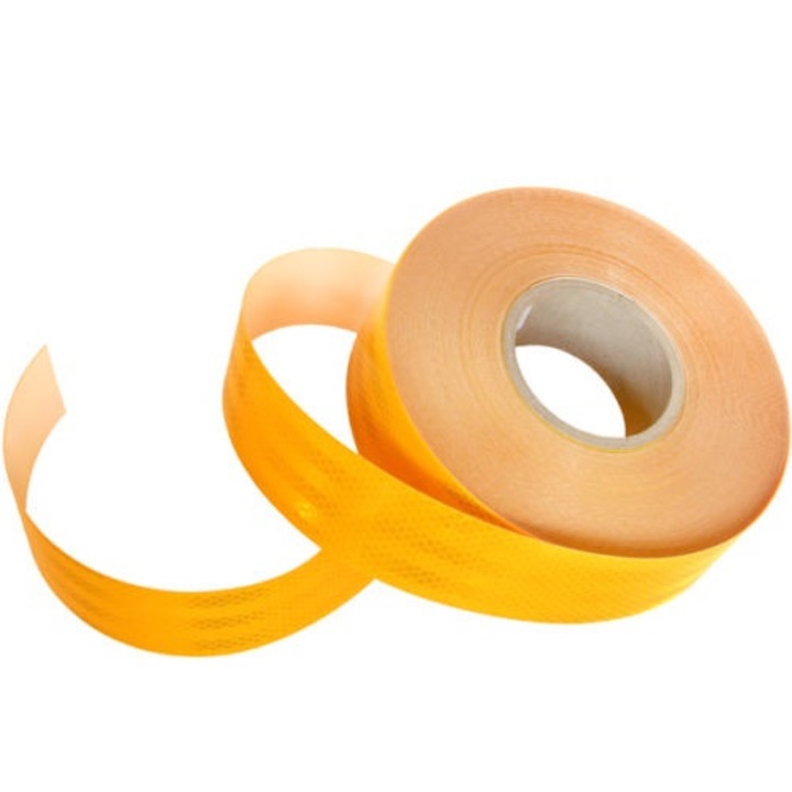 Banda reflectorizanta galbena Motor Starter, tip fagure, dimensiuni 10cm X 45.7m omologata UE