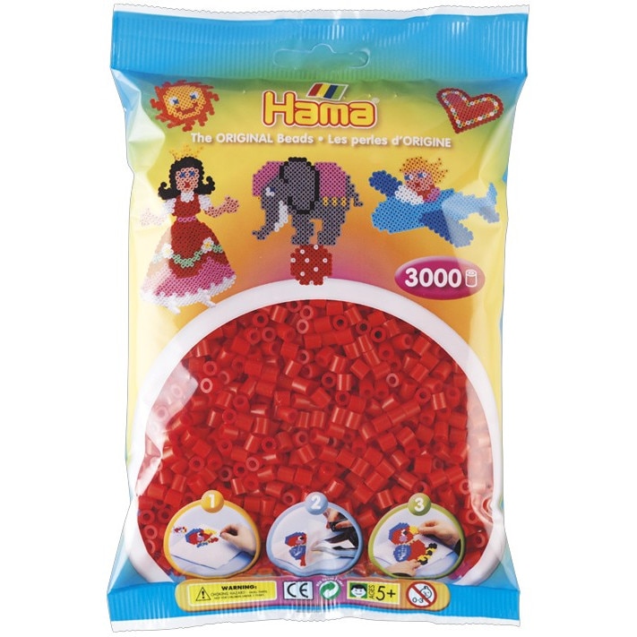 Margele de calcat HAMA MIDI 3000 buc in pungulita ROSU