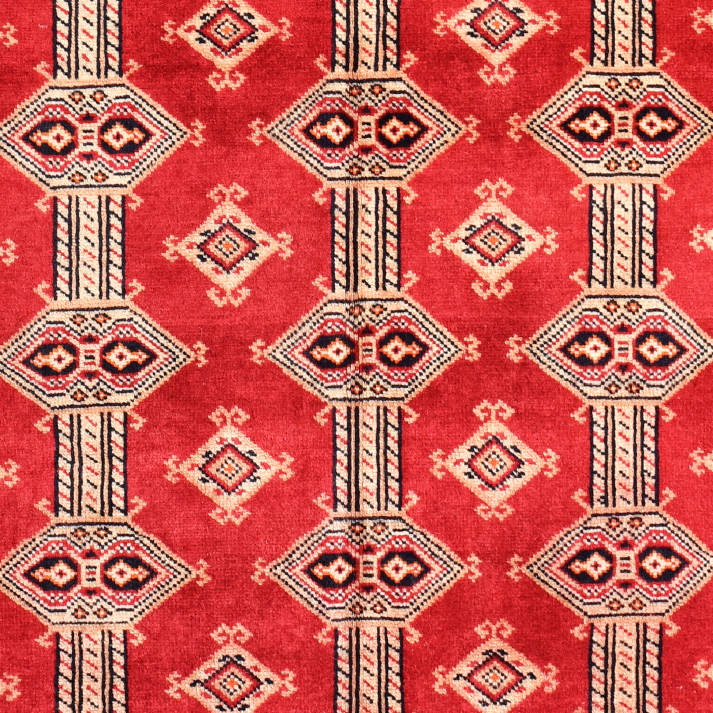 Covor Persan Buhara,lucrat manual din lana,Rosu,antialergic,rezistent la trafic intens,lavabil in masina de spalat,forma geometrica,190X130