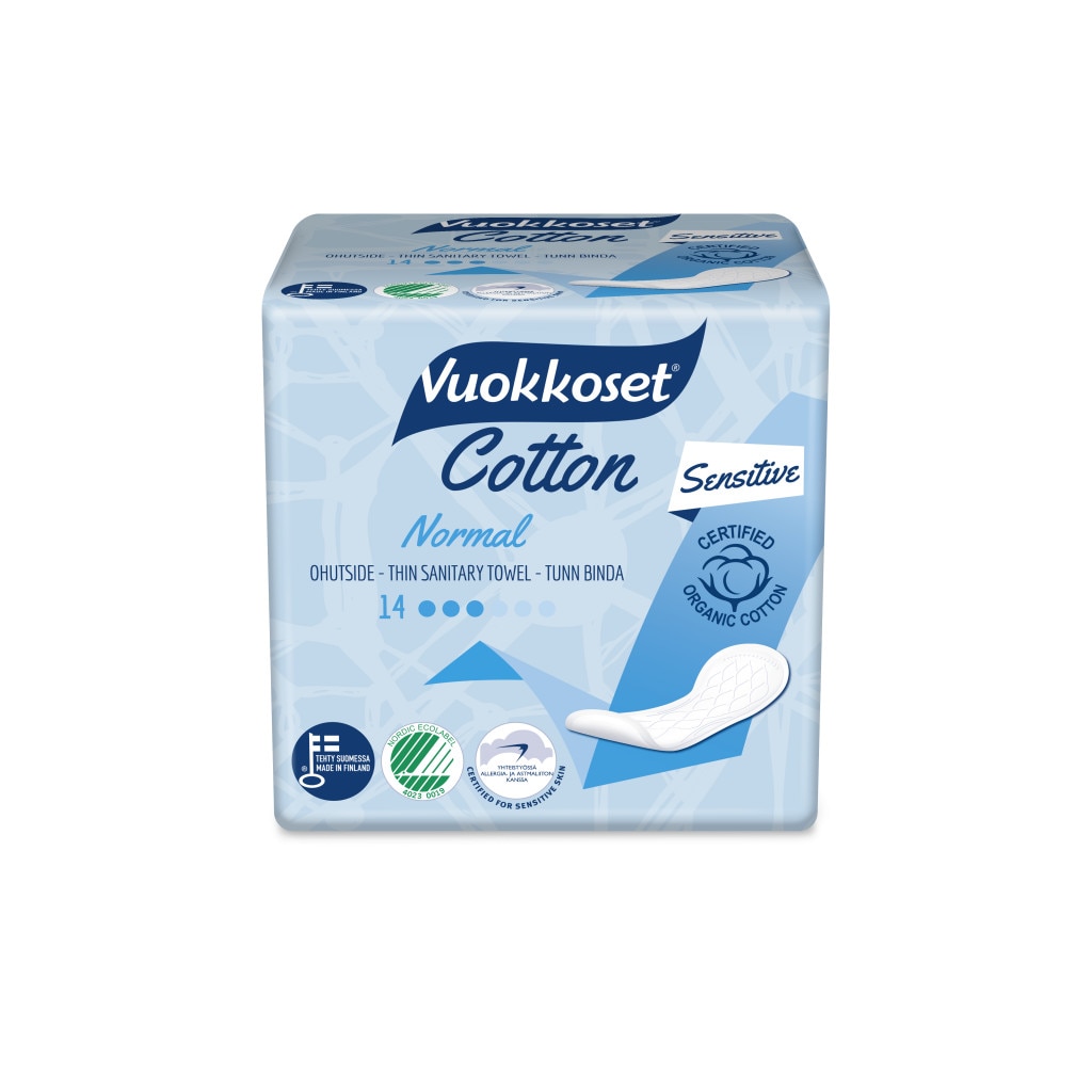 Absorbante de zi sensitive Bumbac organic Vuokkoset, Normal, 14 bucati