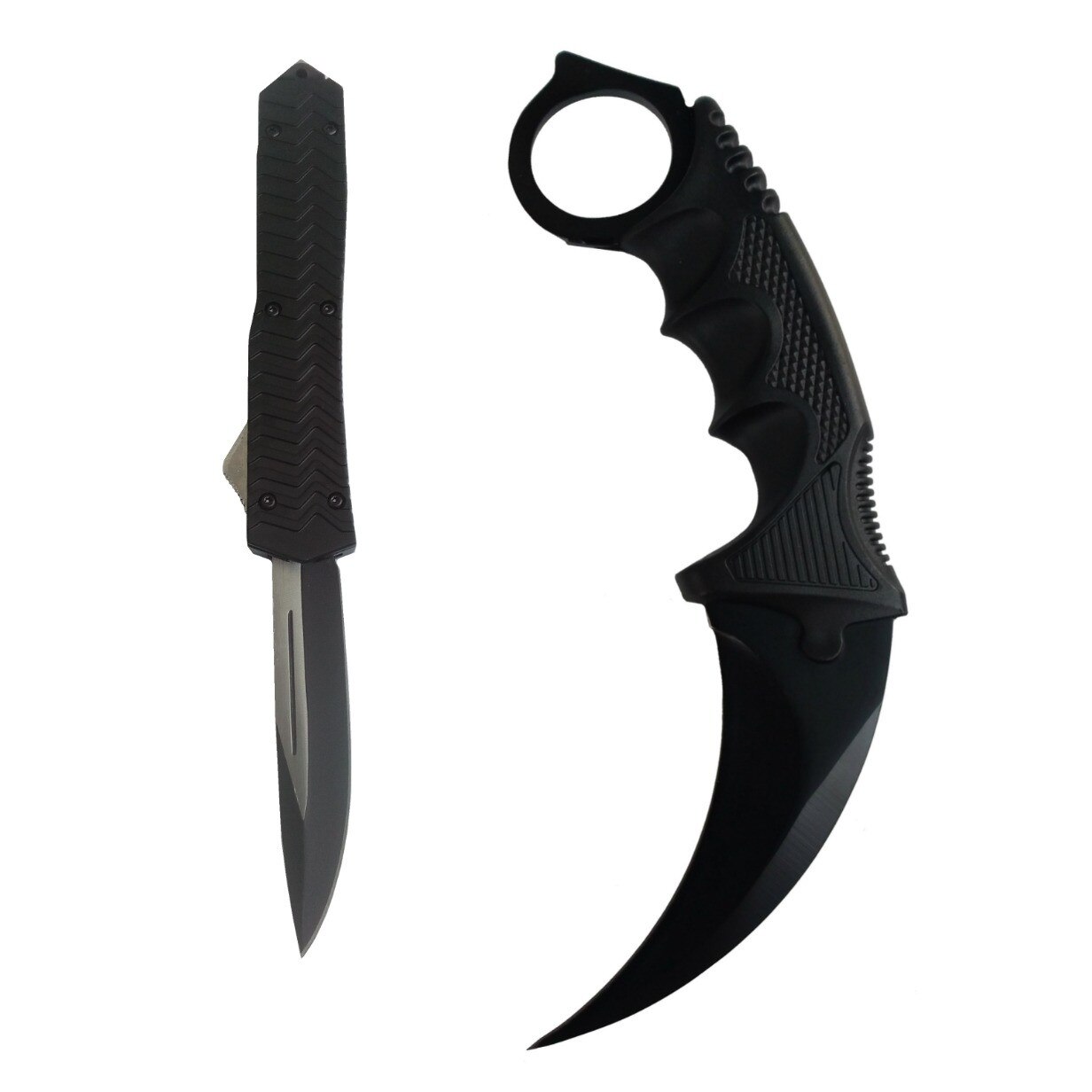 Set 2 cutite MDM, Briceag Automat S25 si Cutit Karambit Negru