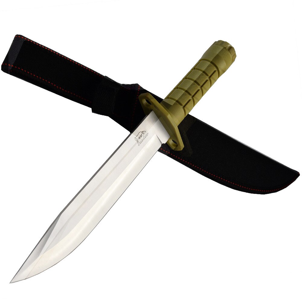 Cutit baioneta 33 cm cu maner ergonomic din ABS texturat, teaca din material textil