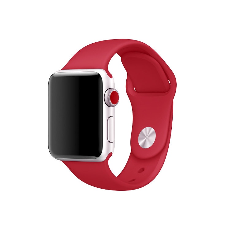 Curea compatibila cu Apple Watch 1/2/3/4, Bratara Sport din Silicon, 42mm, Rosu inchis