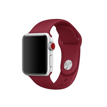 Curea compatibila cu Apple Watch 1/2/3/4, Bratara Sport, Silicon, 44mm, Visiniu Curea compatibila cu Apple Watch 1/2/3/4, Bratara Sport, Silicon, 44mm, Visiniu
