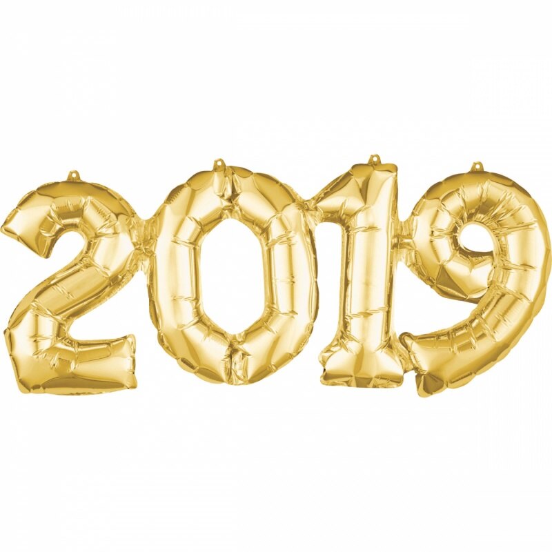 Pachet baloane folii 2019 auriu - 53 cm x 22 cm, Amscan 37935