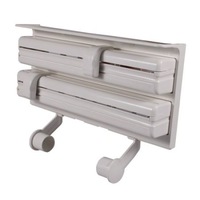 suport dispenser 3 in 1 pentru rola de hartie folie de aluminiu si folie alimentara montare pe perete culoare alb imagen 14_0_
0