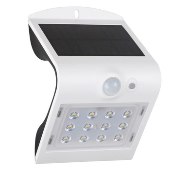 Aplica exterior cu panou solar LED 1,5W 220lm IP65 4000K, alba Aplica exterior cu panou solar LED 1,5W 220lm IP65 4000K, alba