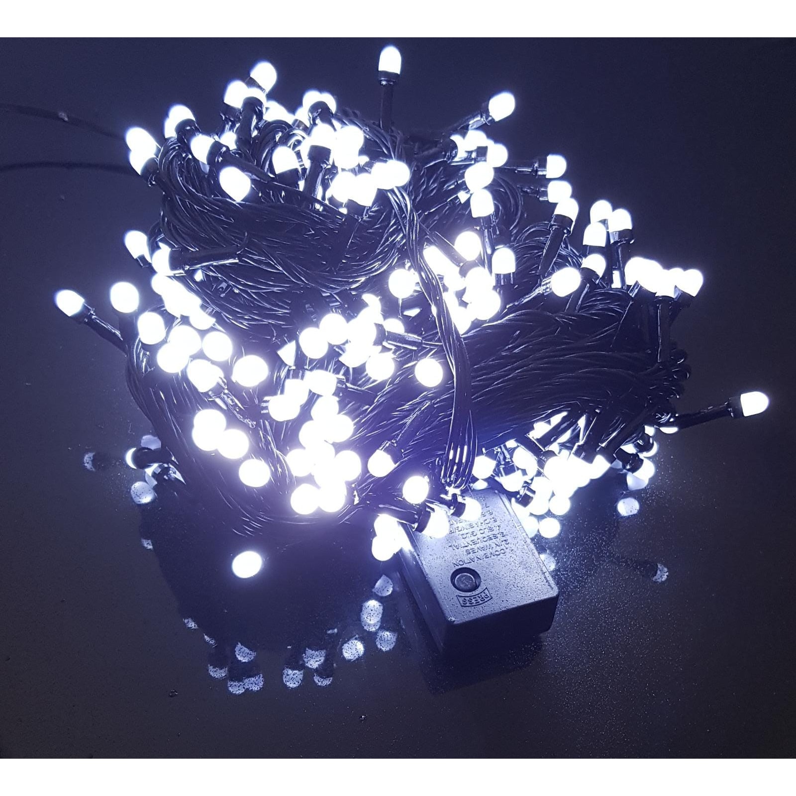 Instalatie de Craciun, 20 m, Liniara, Alb Rece, 200 leduri q8, SDX, 8048W, fir negru / ghirlanda luminoasa