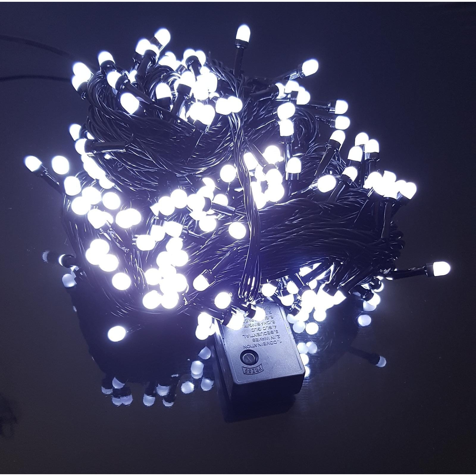 Instalatie de Craciun, 30 m, Liniara, Alb Rece, 300 leduri q8, SDX, 8049W, fir negru instalatie lunga