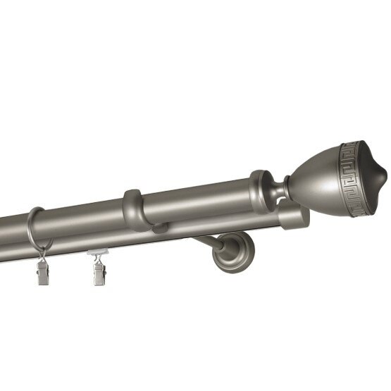 Galerie dubla Versus, teava neteda si profil, grosime 25 si 19mm, crom mat, 360 cm