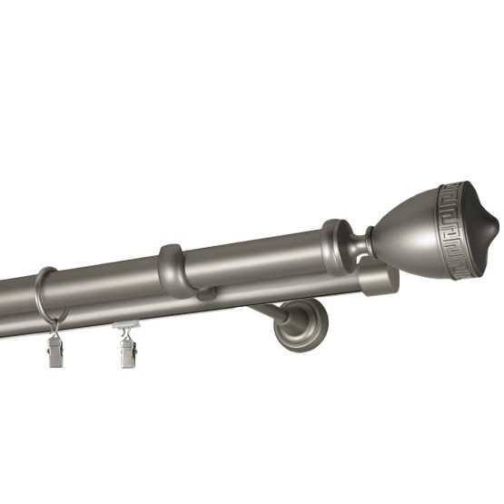 Galerie dubla Versus, teava neteda si profil, grosime 25 si 19mm, crom mat, 400 cm