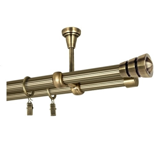 Galerie dubla Corso, prindere tavan,teava striata, grosime 19mm, aur antic, 400 cm